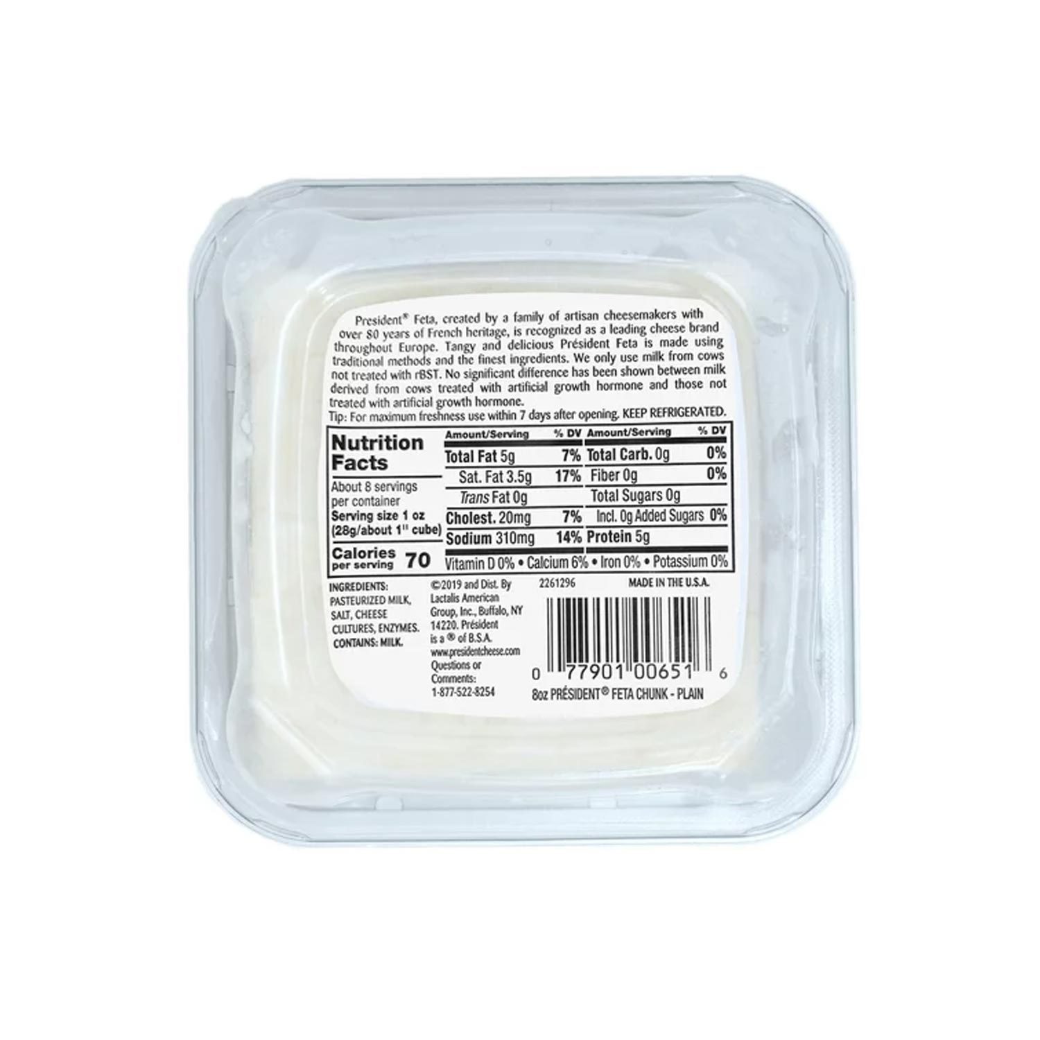 President All-Natural Feta Cheese Block, 8 oz - Image 2